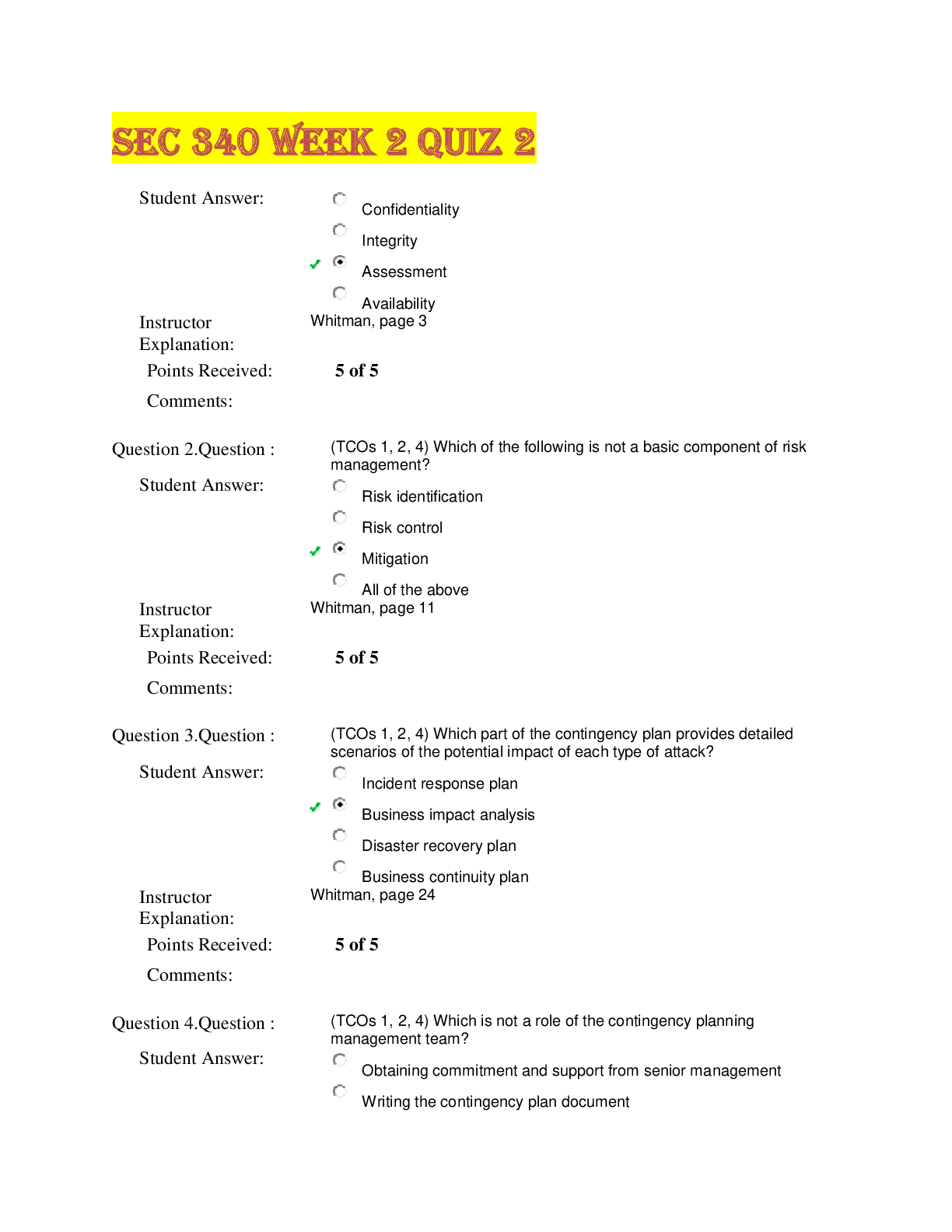 Preview of SEC 340 Week 2 Quiz 2